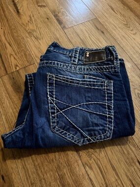 Silver  Blue Denim Jeans with Contrast Stitching